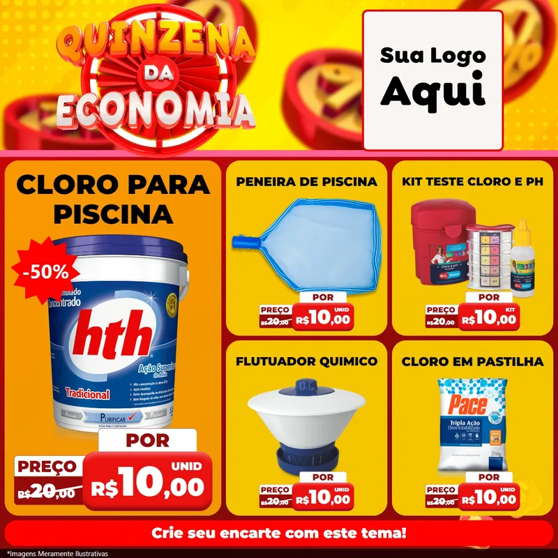 Modelo de Rede Social para Feed Facebook com o tema Quinzena Da Economia para Produtos para Piscina