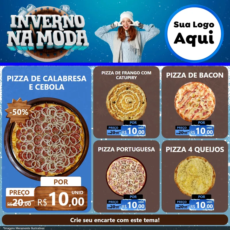 Modelo de Rede Social para Feed Facebook com o tema Inverno na Moda para Pizzaria