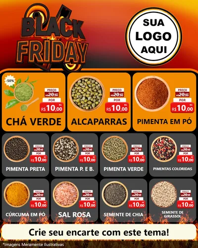 Modelo de Rede Social para Feed Instagram com o tema Black Friday para Produtos Naturais