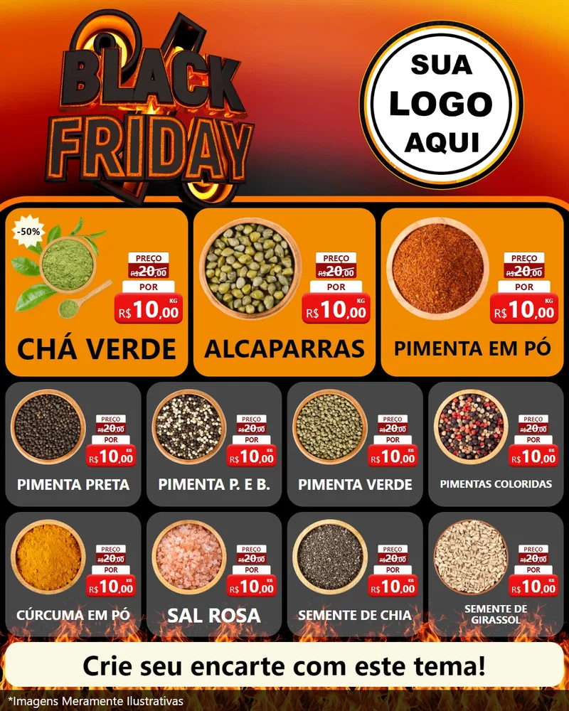 Modelo de Rede Social para Feed Instagram com o tema Black Friday para Produtos Naturais