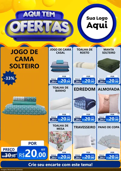 Modelo de Encarte para Encarte A4 Vertical com o tema Aqui Tem Ofertas para Cama, Mesa e Banho