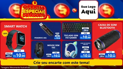 Modelo de TV para TV Horizontal com o tema Ofertas Especiais de Agosto para Informática