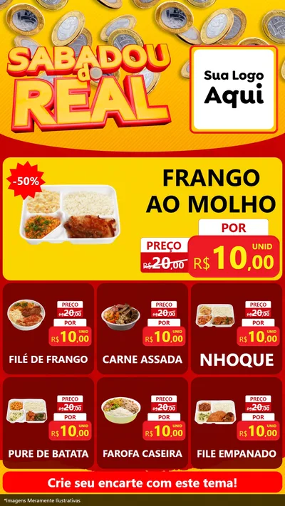 Modelo de Rede Social para Stories com o tema Sabadou do Real para Restaurante
