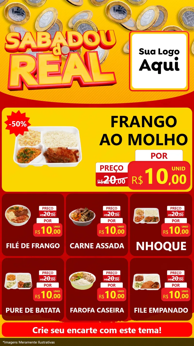 Modelo de Rede Social para Stories com o tema Sabadou do Real para Restaurante
