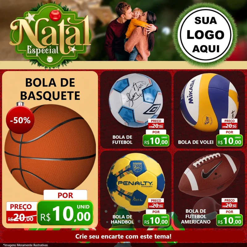 Modelo de Rede Social para Feed Facebook com o tema Natal Especial para Artigos Esportivos