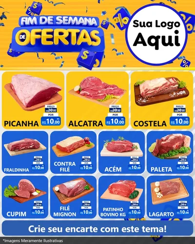 Modelo de Rede Social para Feed Instagram com o tema Fim de Semana de Ofertas para Açougue