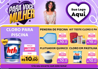 Modelo de Encarte para Encarte A4 Horizontal com o tema Para Você, Mulher para Produtos para Piscina