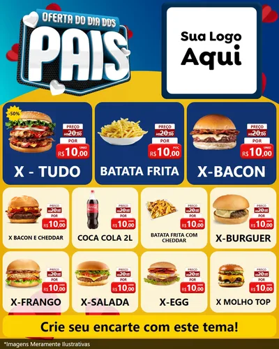 Modelo de Rede Social para Feed Instagram com o tema Oferta Do Dia Dos Pais para Hamburgueria