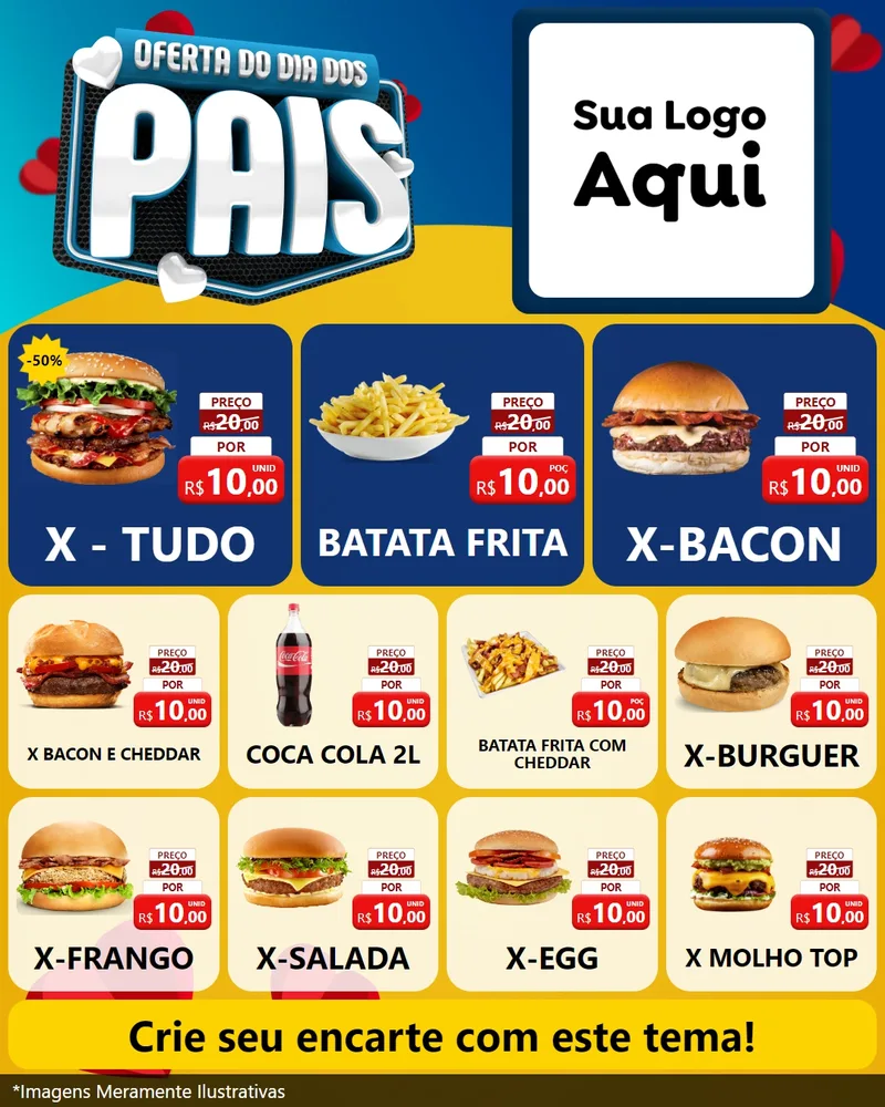 Modelo de Rede Social para Feed Instagram com o tema Oferta Do Dia Dos Pais para Hamburgueria