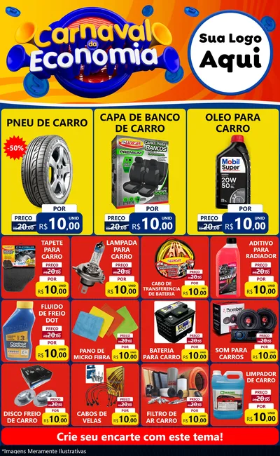 Modelo de Encarte para Encarte Grande com o tema Carnaval da Economia para Auto peças