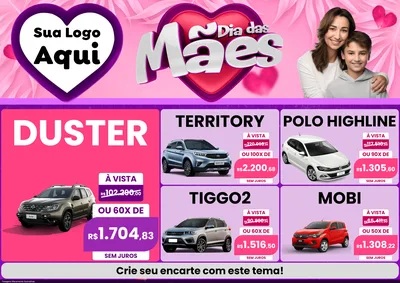 Modelo de Encarte para Encarte A4 Horizontal com o tema Dia das Mães para Concessionaria de Carros