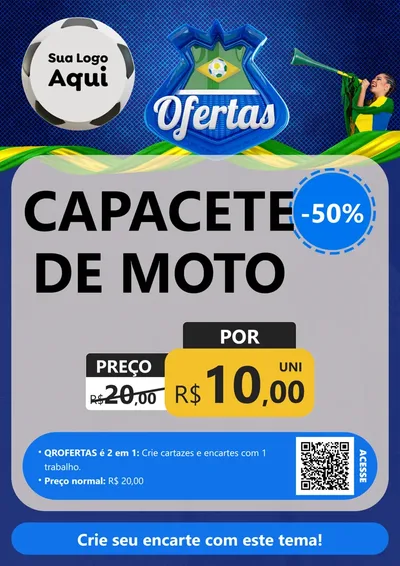 Modelo de Cartaz para Cartaz A4 Vertical com o tema Ofertas (Futebol) para Moto peças