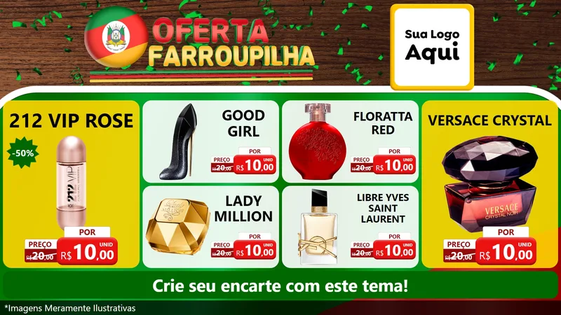 Modelo de TV para TV Horizontal com o tema Oferta Farroupilha para Perfumes