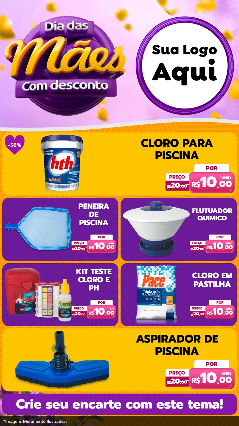 Modelo de TV para TV Vertical com o tema Dia das Mães com Desconto para Produtos para Piscina