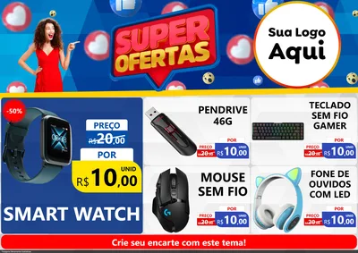 Modelo de Encarte para Encarte A4 Horizontal com o tema Super Ofertas para Informática