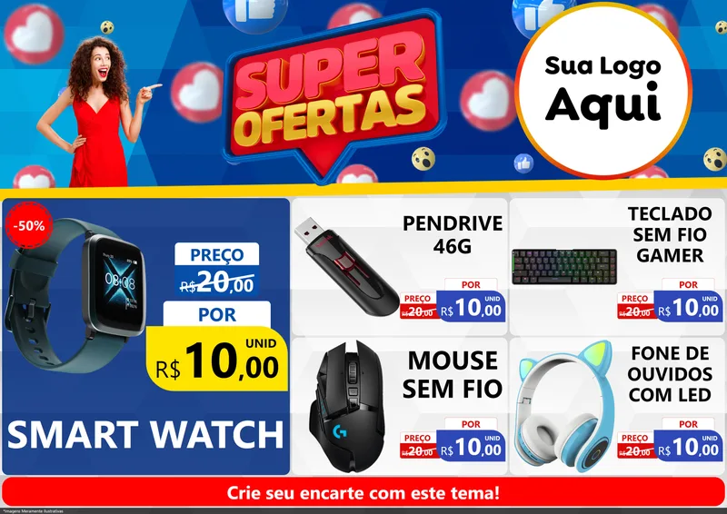 Modelo de Encarte para Encarte A4 Horizontal com o tema Super Ofertas para Informática