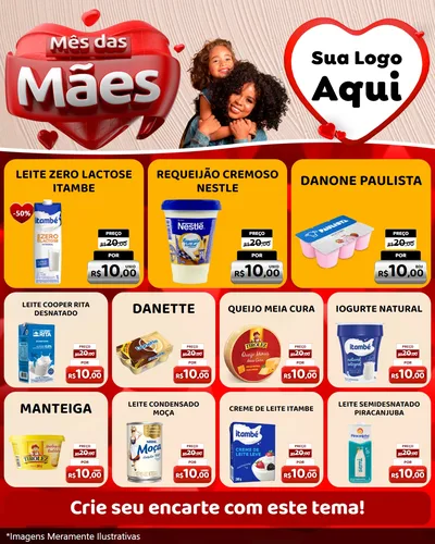 Modelo de Rede Social para Feed Instagram com o tema Mês das Mães para Frios e Laticínios