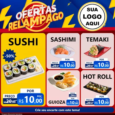 Modelo de Rede Social para Feed Facebook com o tema Ofertas Relâmpago para Comida japonesa