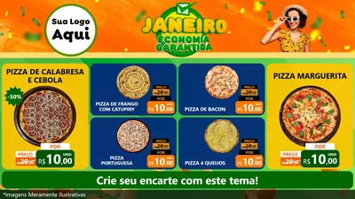 Modelo de TV para TV Horizontal com o tema Janeiro - Economia Garantida para Pizzaria