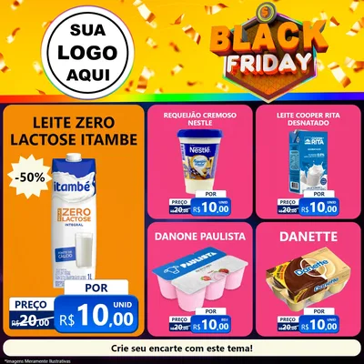 Modelo de Rede Social para Feed Facebook com o tema Black Friday para Frios e Laticínios