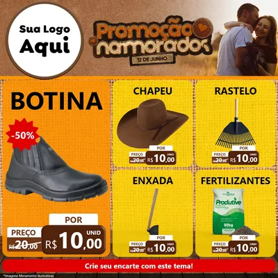 Modelo de Rede Social para Feed Facebook com o tema Promoção Namorados para Agropecuária