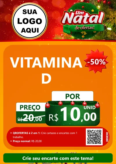 Modelo de Cartaz para Cartaz A4 Vertical com o tema Um Natal de Ofertas para Farmácia