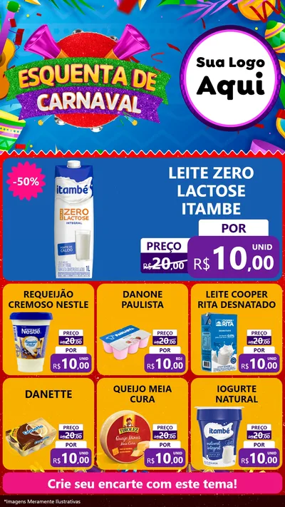 Modelo de Rede Social para Stories com o tema Esquenta de Carnaval para Frios e Laticínios