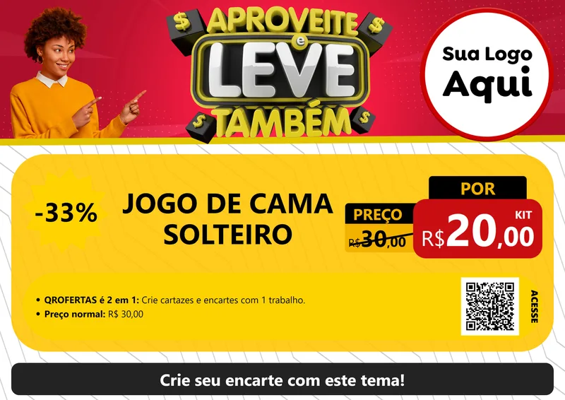 Modelo de Cartaz para Cartaz A4 Horizontal com o tema Aproveite e Leve Também para Cama, Mesa e Banho
