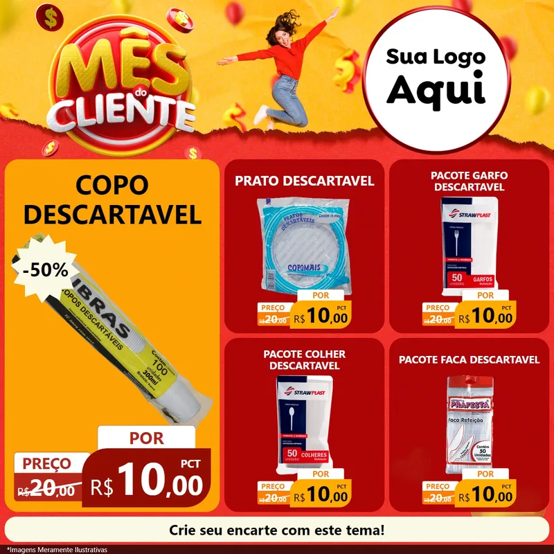 Modelo de Rede Social para Feed Facebook com o tema Mês do Cliente para Embalagens