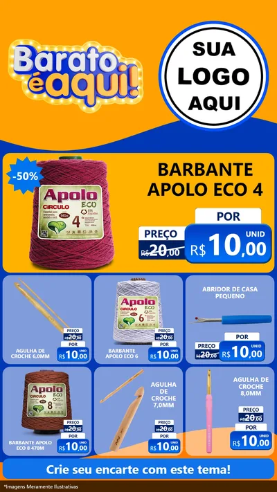 Modelo de Rede Social para Stories com o tema Barato é aqui para Armarinho e Aviamentos