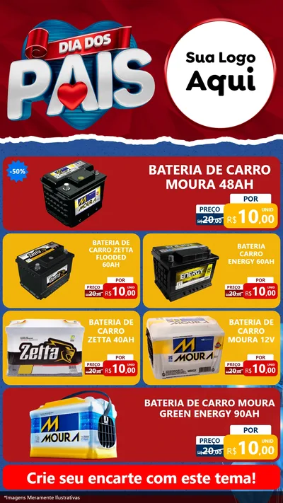 Modelo de TV para TV Vertical com o tema Dia dos Pais para Baterias Elétricas