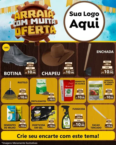 Modelo de Rede Social para Feed Instagram com o tema Ofertas de São João - Junina para Agropecuária