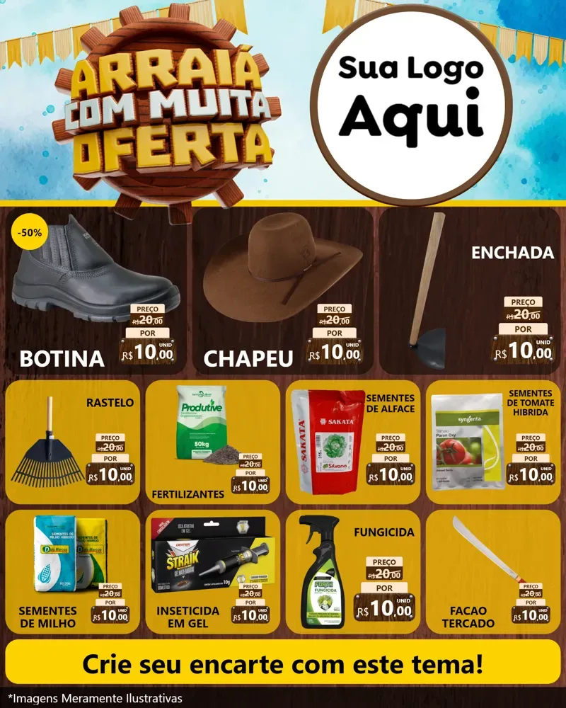 Modelo de Rede Social para Feed Instagram com o tema Ofertas de São João - Junina para Agropecuária