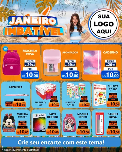 Modelo de Rede Social para Feed Instagram com o tema Janeiro Imbatível para Papelaria