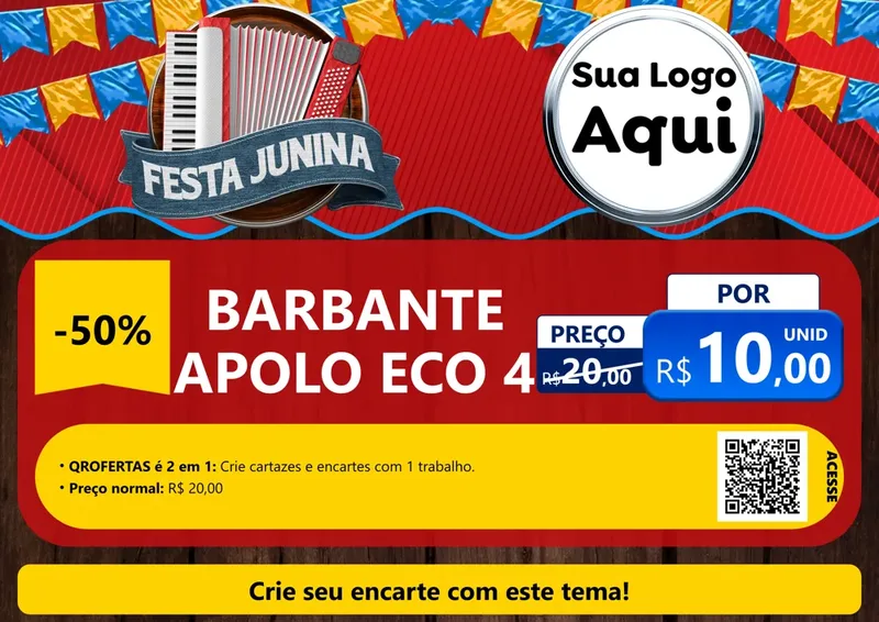 Modelo de Cartaz para Cartaz A4 Horizontal com o tema Festa Junina para Armarinho e Aviamentos