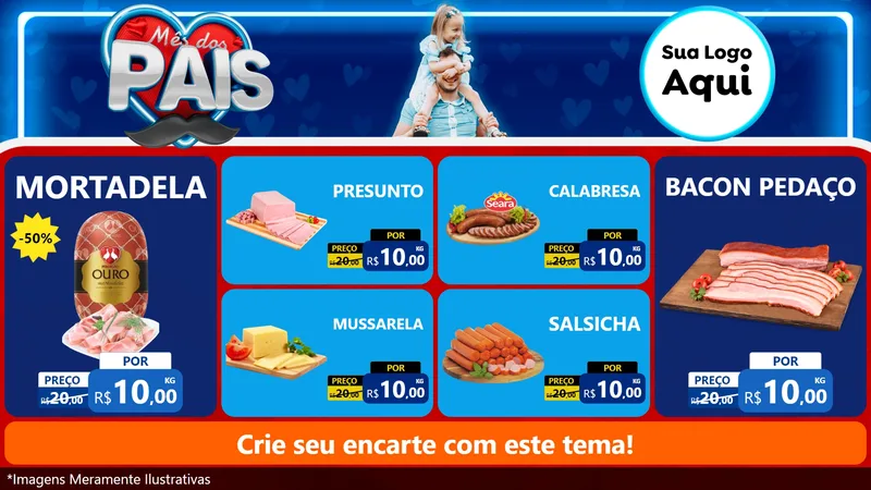 Modelo de TV para TV Horizontal com o tema Mês Dos Pais para Frios e Laticínios