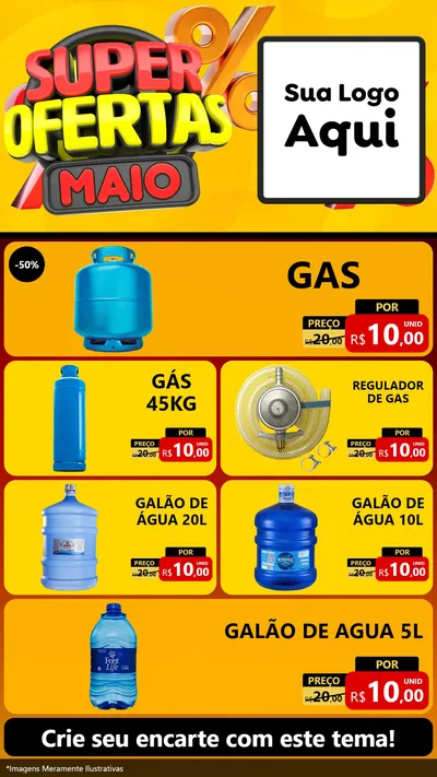 Modelo de TV para TV Vertical com o tema Super Ofertas Maio para Água e gás