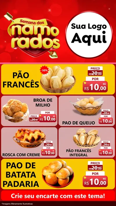 Modelo de TV para TV Vertical com o tema Semana dos namorados para Padaria