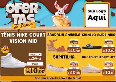 Modelo de Encarte para Encarte A4 Horizontal com o tema Ofertas de Páscoa para Calçados