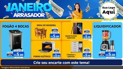 Modelo de TV para TV Horizontal com o tema Janeiro Arrasador para Móveis e Eletro