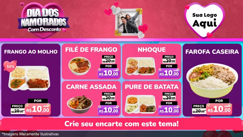 Modelo de TV para TV Horizontal com o tema Dia Dos Namorados Com Desconto para Restaurante