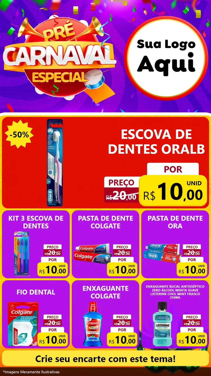 Modelo de Rede Social para Stories com o tema Pré-Carnaval Especial para Higiene Pessoal