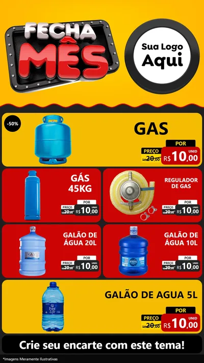 Modelo de TV para TV Vertical com o tema Fecha Mês para Água e gás