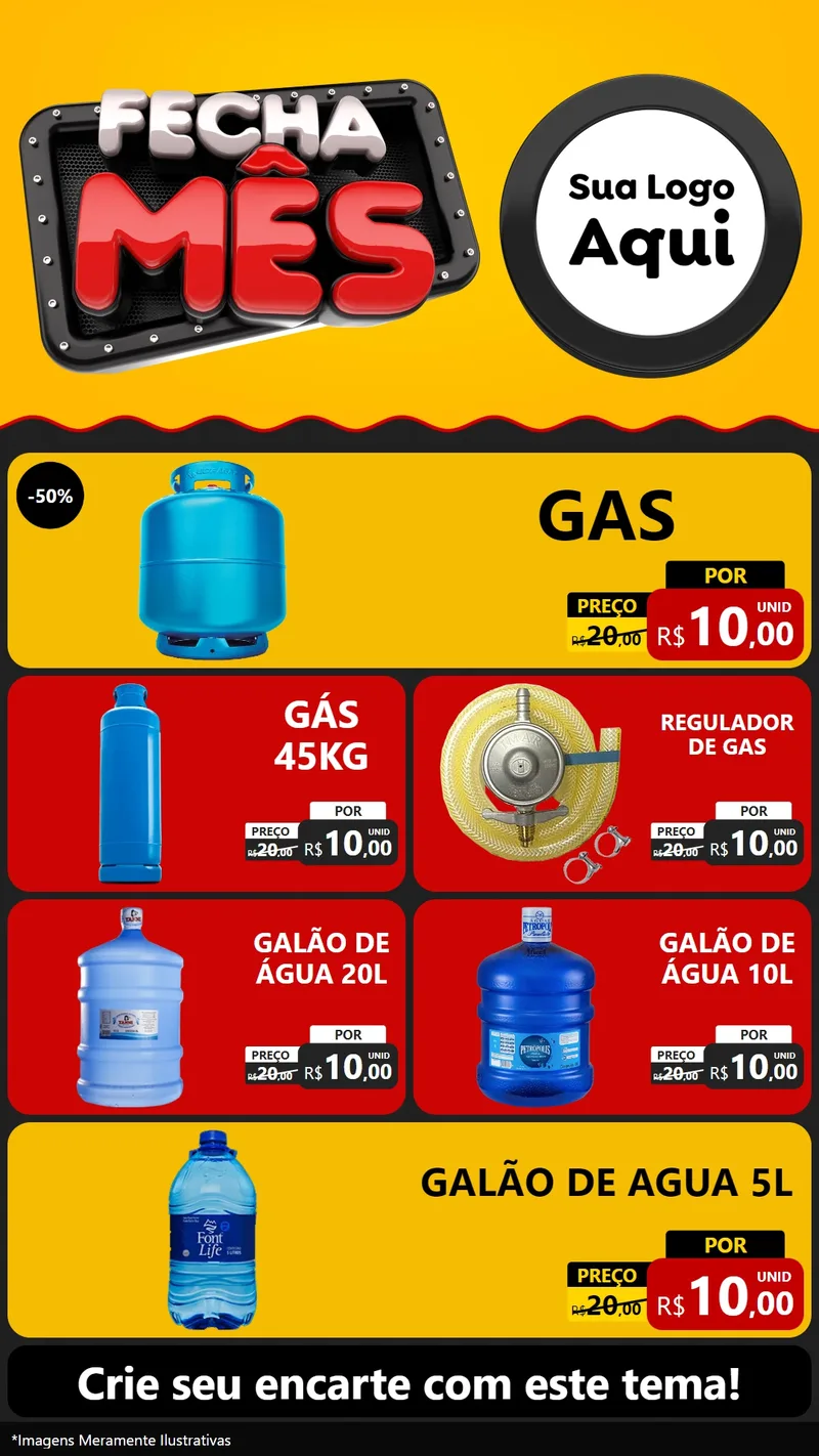 Modelo de TV para TV Vertical com o tema Fecha Mês para Água e gás