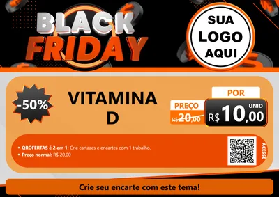 Modelo de Cartaz para Cartaz A4 Horizontal com o tema Black Friday para Farmácia