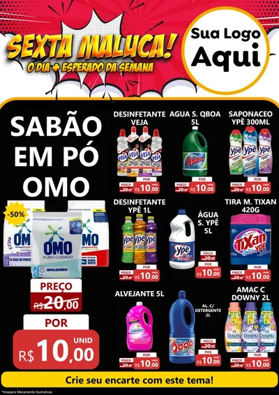 Modelo de Encarte para Encarte A4 Vertical com o tema Sexta Maluca! para Produtos de Limpeza