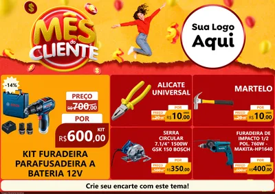 Modelo de Encarte para Encarte A4 Horizontal com o tema Mês do Cliente para Maquinas e Ferramentas