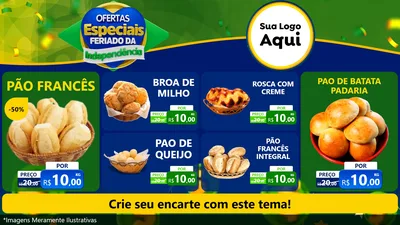 Modelo de TV para TV Horizontal com o tema Ofertas Especiais Feriado da Independência para Padaria