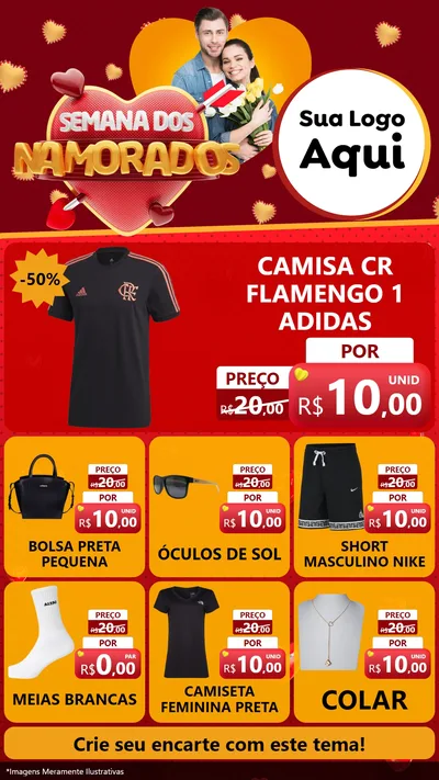 Modelo de Rede Social para Stories com o tema Semana dos Namorados para Roupas e acessórios