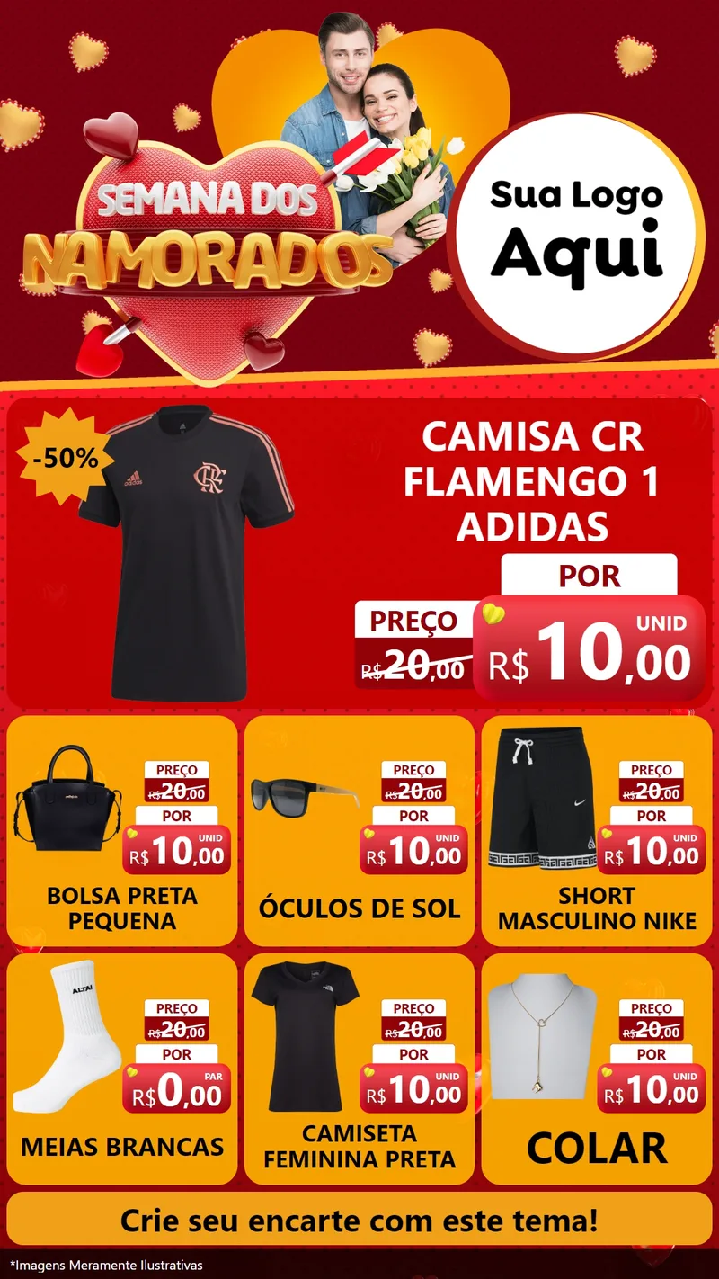 Modelo de Rede Social para Stories com o tema Semana dos Namorados para Roupas e acessórios